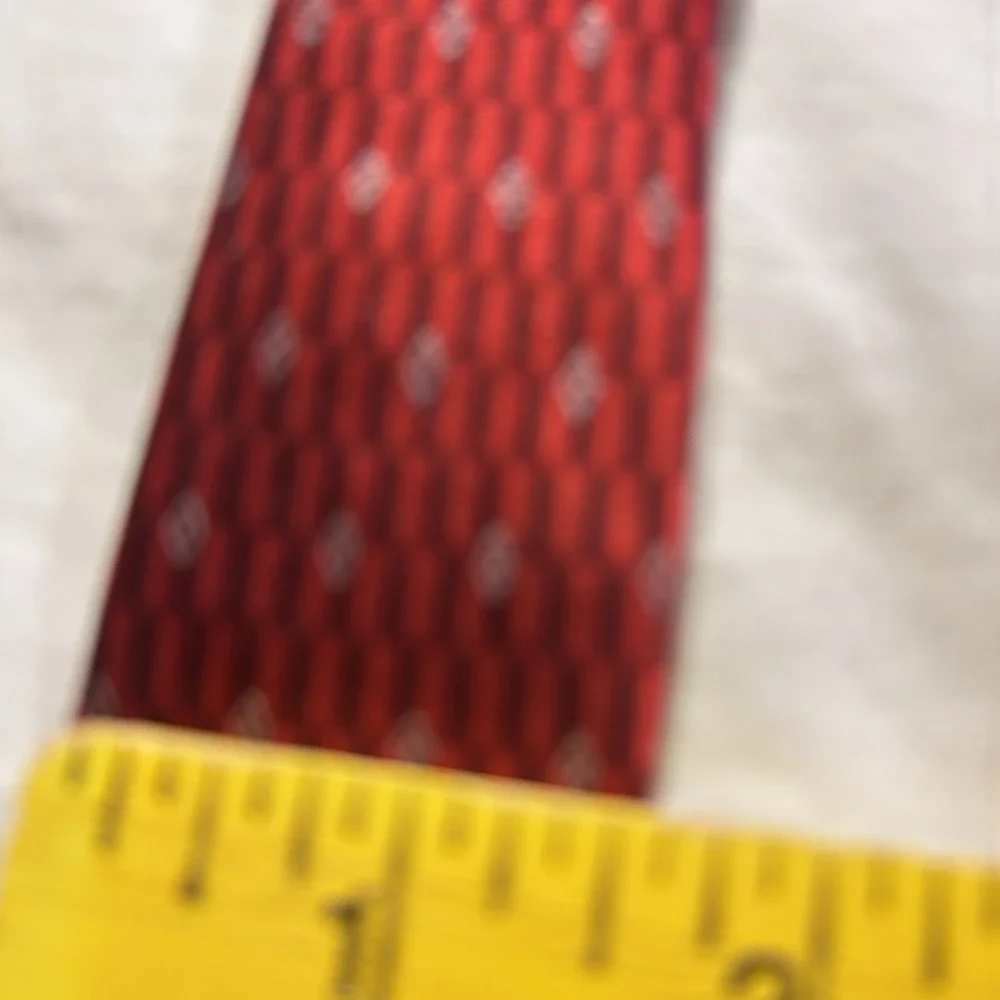 Vtg Murano Mens Necktie Tie Red Grey Geometric Silk 58